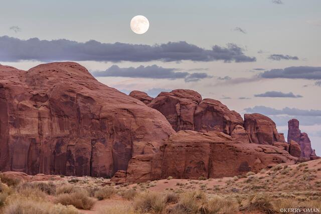 Full Moon Over Monument Valley Cliffs print